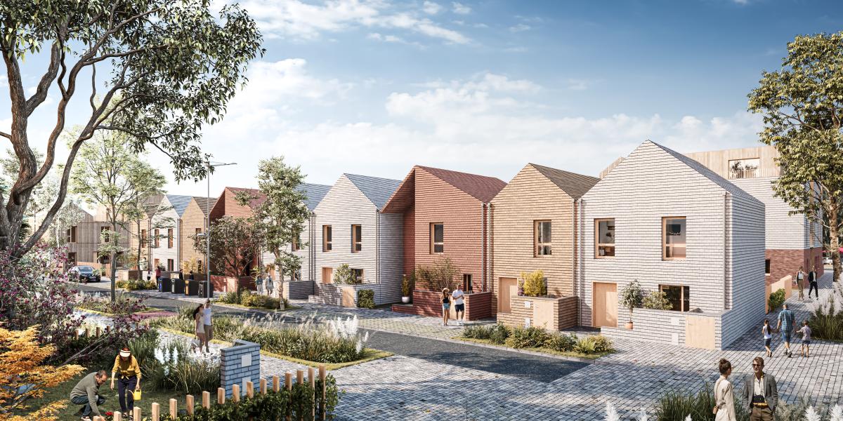 PImage syntéthique de maisons sur notre programme Terra-Cotta à Tétéghem