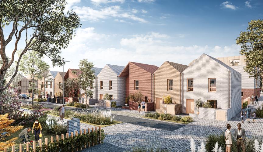 PImage syntéthique de maisons sur notre programme Terra-Cotta à Tétéghem