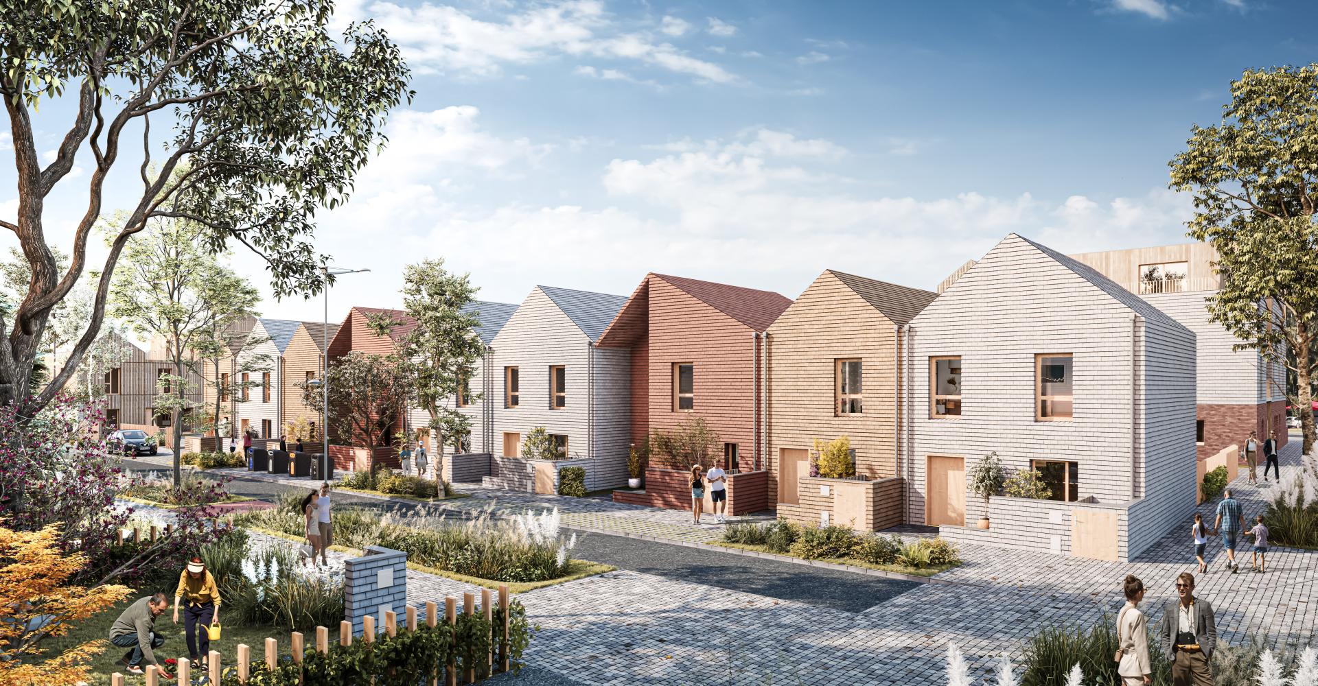 PImage syntéthique de maisons sur notre programme Terra-Cotta à Tétéghem